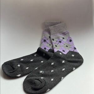 Gray and Purple Argyle Socks